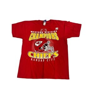 Vintage 90s Kansas City Chiefs Single Stitch Size L Red NFL T-shirt. Y2K Swiftie